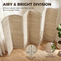 HOMCOM Folding Room Divider Screen 6 Panel 6' Tall Privacy Screen Freestanding Wood Partition for Home Office, Washed Oak(m-11)