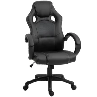 HOMCOM Racing Gaming Chair Office Chair Computer Desk Gamer Chair with Swivel Wheels, Padded Headrest, Tilt Function, Grey(m-2)
