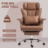 HOMCOM 400LBS Massage Office Chair, Executive Office Chair with 6-Point Vibration, Footrest and Lumbar Support, Brown(m-5)