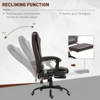 Vinsetto 7-Point Vibrating Massage Chair, Reclining Office Chair with Footrest, Reclining Back, Adjustable Height, Brown(m-5)