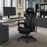 Vinsetto Work Chair, Ergonomic Computer Chair with Footrest, Headrest, Recliner Swivel Seat with Adjustable Height, Black(m-8)