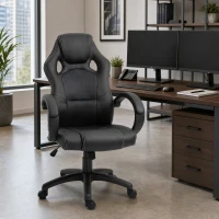 HOMCOM Racing Gaming Chair Office Chair Computer Desk Gamer Chair with Swivel Wheels, Padded Headrest, Tilt Function, Grey(m-1)