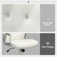 Vinsetto Office Chair, Velvet Computer Desk Chair with Swivel Wheels, Adjustable Height, Tilt Function, Off-White(m-4)