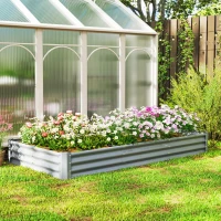 Outsunny 8 x 4 x 1ft Galvanized Raised Garden Bed, Reinforced Outdoor Planter Box with Open Bottom, Silver(m-8)