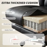 HOMCOM Reclining Office Chair, Overstuffed Executive Desk Chair with High Back, PU Leather, Footrest, Swivel Wheels, Black(m-5)