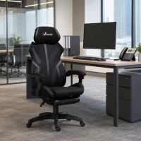 Vinsetto Work Chair, Ergonomic Computer Chair with Footrest, Headrest, Recliner Swivel Seat with Adjustable Height, Black(m-1)
