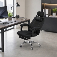 Vinsetto Ergonomic Executive High Back Office Chair with Footrest, Lumbar Support, Black