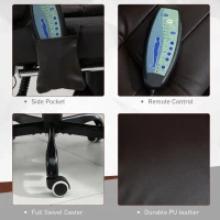 Vinsetto 7-Point Vibrating Massage Chair, Reclining Office Chair with Footrest, Reclining Back, Adjustable Height, Brown(m-7)