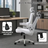 Vinsetto High Back Office Chair, Mesh Computer Chair with Rotatable Headrest, Lumbar Back Support, Adjustable Height, Cream White(m-5)