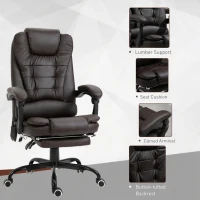 Vinsetto 7-Point Vibrating Massage Chair, Reclining Office Chair with Footrest, Reclining Back, Adjustable Height, Brown(m-6)