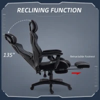 Vinsetto Work Chair, Ergonomic Computer Chair with Footrest, Headrest, Recliner Swivel Seat with Adjustable Height, Black(m-5)