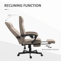 Vinsetto Office Chair, Linen High Back Computer Desk Chair, Swivel Recliner with Adjustable Height, Footrest and Padded Armrest, Brown(m-5)