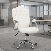 Vinsetto Office Chair, Velvet Computer Desk Chair with Swivel Wheels, Adjustable Height, Tilt Function, Off-White(m-1)