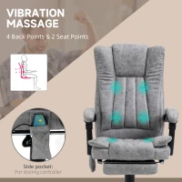 Vinsetto Office Chair 6-point Vibration Massage Chair Micro Fiber Recliner with Retractable Footrest Grey(m-4)