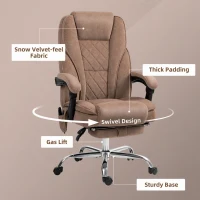 Vinsetto Massage Office Chair, Reclining Computer Chair with Adjustable Height and Footrest, Brown(m-7)