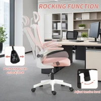 Vinsetto High Back Office Chair, Mesh Computer Desk Chair with Rotatable Headrest, Lumbar Back Support, Adjustable Height, Pink(m-5)