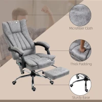 Vinsetto Office Chair 6-point Vibration Massage Chair Micro Fiber Recliner with Retractable Footrest Grey(m-10)