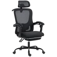 HOMCOM Office Chair, Ergonomic Mesh Computer Desk Chair with Adjustable Headrest, Lumbar Support, Black(m-2)