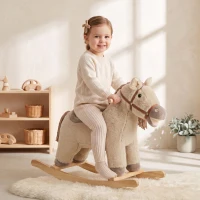 Qaba Baby Rocking Horse for Boys and Girls, Kids Rocking Horse with Realistic Sounds and Anti-Tip limiters(m-10)
