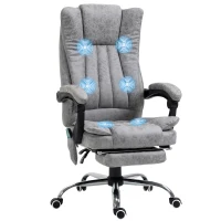 Vinsetto Office Chair 6-point Vibration Massage Chair Micro Fiber Recliner with Retractable Footrest Grey(m-11)