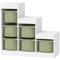 Qaba 3 Layers Kids Toy Storage Organizer with 6 Storage Bins, Kids Bookshelf for Ages 3-8 Years, Play Room, Bedroom, Green