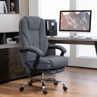 Vinsetto Massage Office Chair, Reclining Computer Chair with Adjustable Height and Footrest, Dark Grey(m-8)