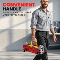 HOMCOM 2 Ton Low Profile Hydraulic Floor Jack, Heavy Duty Steel Racing Car Jack, 4.7"-11.8" Lift Range, Red(m-7)
