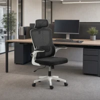 Vinsetto High Back Office Chair, Mesh Computer Desk Chair with Rotatable Headrest, Lumbar Back Support, Adjustable Height, Black(m-1)