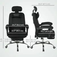 Vinsetto Ergonomic Executive High Back Office Chair with Footrest, Lumbar Support, Black(m-3)