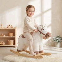 Qaba Baby Rocking Horse for Boys and Girls, Kids Rocking Horse with Realistic Sounds and Anti-Tip limiters(m-10)
