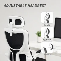 Vinsetto High Back Office Chair, Mesh Computer Desk Chair with Rotatable Headrest, Lumbar Back Support, Adjustable Height, Black(m-7)