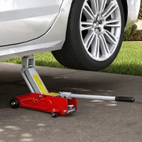 HOMCOM 2 Ton Low Profile Hydraulic Floor Jack, Heavy Duty Steel Racing Car Jack, 4.7"-11.8" Lift Range, Red(m-10)