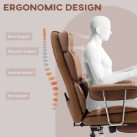 HOMCOM 400LBS Massage Office Chair, Executive Office Chair with 6-Point Vibration, Footrest and Lumbar Support, Brown(m-6)