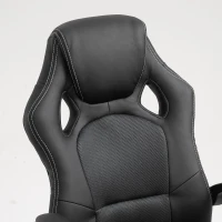 HOMCOM Racing Gaming Chair Office Chair Computer Desk Gamer Chair with Swivel Wheels, Padded Headrest, Tilt Function, Grey(m-10)