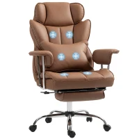 HOMCOM 400LBS Massage Office Chair, Executive Office Chair with 6-Point Vibration, Footrest and Lumbar Support, Brown(m-9)