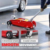 HOMCOM 2 Ton Low Profile Hydraulic Floor Jack, Heavy Duty Steel Racing Car Jack, 4.7"-11.8" Lift Range, Red(m-6)