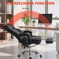 Vinsetto 6 Point Vibration Massage Office Chair, PU Leather Heated Reclining Computer Chair with Footrest, Black(m-7)