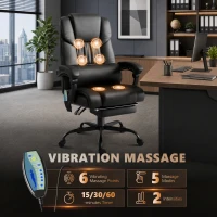 Vinsetto 6-Point Vibration Massage Chair, Height Adjustable Reclining Computer Chair with Retractable Footrest, Black(m-4)