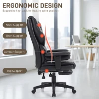 HOMCOM Big and Tall Office Chair, 400 lbs Overstuffed Desk Chair with Spring Cushion, Shaped Foam, PU Leather(m-5)
