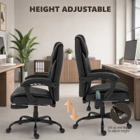 Vinsetto 6-Point Vibration Massage Chair, Height Adjustable Reclining Computer Chair with Retractable Footrest, Black(m-7)