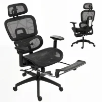 HOMCOM Mesh Office Chair with 3D Armrest, High Back Desk Chair with Lumbar Support, 135° Reclining, Adjustable Headrest, Black(m-9)