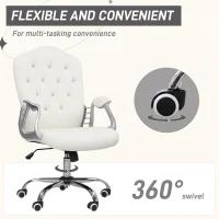Vinsetto Office Chair, Velvet Computer Desk Chair with Swivel Wheels, Adjustable Height, Tilt Function, Off-White(m-6)