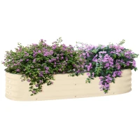 Outsunny 4.9' x 2' x 1' Galvanized Raised Garden Bed Kit, Metal Planter Box with Safety Edging, Cream(m-11)