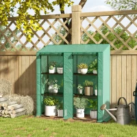 Outsunny Portable Mini Greenhouse Green House with 3 Tier Shelves, Reinforced PE Cover, Roll-up Doors, 56.3" x 18.1" x 59.4"(m-8)