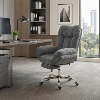 HOMCOM Armless office chair with Wheels, Waterfall Armrests, Overstuffed Wide Office Chair with Footrest, Dark Grey(m-8)