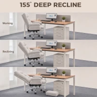HOMCOM Armless office chair with Wheels, Waterfall Armrests, Overstuffed Wide Office Chair with Footrest, Light Grey(m-6)