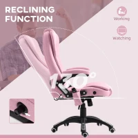 Vinsetto 6 Point Vibrating Massage Office Chair High Back Executive Chair with Reclining Back, Swivel Wheels, Pink(m-7)