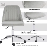 Vinsetto Velvet Office Chair with Adjustable Height, Swivel Wheels for Office, Cream(m-7)