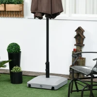 Outsunny Patio Umbrella Base with Wheels, 53lbs Water or 66lbs Sand Filled, Heavy Duty Outdoor Umbrella Stand Holder, Gray(m-9)