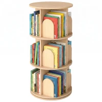 Qaba 3-Tier Rotating Bookshelf, 360° Rotating Floor-Standing Revolving Bookcase for Bedroom, Nursery, Playroom, Natural(m-11)